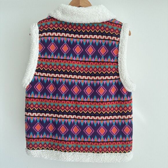 Johnny Was Vest Women Small Yuya Sherpa Alpaca Blend Aztec Boho Print Jacket NWT - Picture 5 of 15
